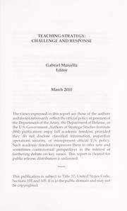 Cover of Teaching strategy by Gabriel Marcella