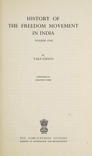 Front cover of History of the freedom movement in India by Tara Chand