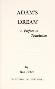 Cover of Adam's dream by Ben Belitt