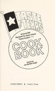 Front cover of Taste of Texas Cookbook by Joy Moffett Angel