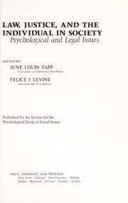 Cover of Law, justice, and the individual in society by Felice J. Levine