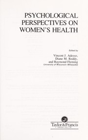 Front cover of Psychological perspectives on women's health by Vincent J. Adesso