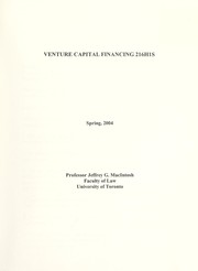 Cover of Venture capital financing by Jeffrey G. MacIntosh