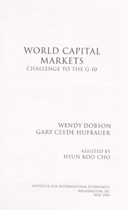 Front cover of World capital markets by Wendy Dobson