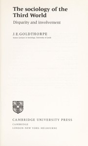 Front cover of The sociology of the Third World by J. E. Goldthorpe