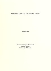 Cover of Venture capital financing (216H1S) by Jeffrey G. MacIntosh