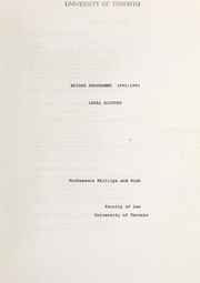 Front cover of Legal history by Phillips, Jim