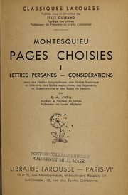 Front cover of Pages choisies ... by Charles-Louis de Secondat baron de La Brède et de Montesquieu