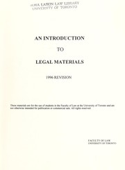 Front cover of An introduction to legal materials by Ian Muirhead