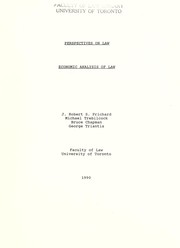 Front cover of Economic analysis of law by J. Robert S. Prichard