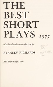 Front cover of Best Short Plays, 1977 by Stnaley Richards
