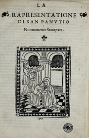 Cover of La rapresentatione di San Panvtio by Feo Belcari