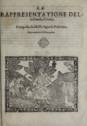 Front cover of La rappresentatione della fauola d'Orfeo by Angelo Poliziano