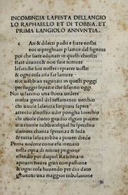 Front cover of Incomincia la festa dellangiolo Raphaello et di Tobbia by Bernardo Pulci