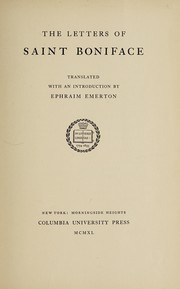 Front cover of Correspondence by Boniface Saint, Archbishop of Mainz