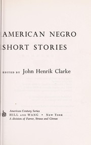 Front cover of American Negro short stories by John Henrik Clarke
