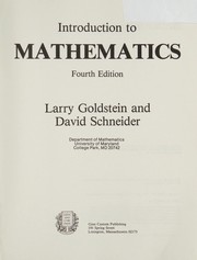 Cover of Introduction to mathematics by Larry Joel Goldstein