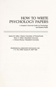Front cover of How to write psychology papers by Janina M. Jolley