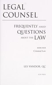 Cover of Criminal law by Les Vandor
