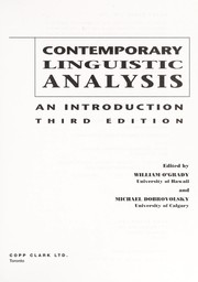 Cover of Contemporary linguistic analysis by Unknown