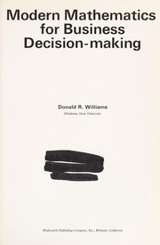 Front cover of Modern mathematics for business decision making by Williams, Donald R.