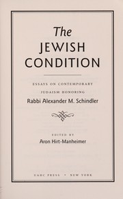 Front cover of The Jewish condition by Alexander M. Schindler