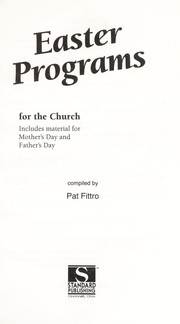 Cover of Easter Programs for the Church by Pat Fittro