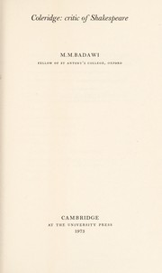 Cover of Coleridge by Muḥammad Muṣṭafá Badawī