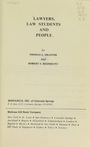 Front cover of Lawyers, law students, and people by Thomas L. Shaffer
