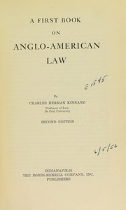 Front cover of A first book on Anglo-American law by Charles Herman Kinnane