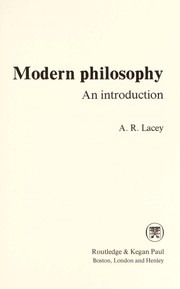 Cover of Modern philosophy by Alan Robert Lacey