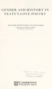 Front cover of Gender and history in Yeats's love poetry by Elizabeth Cullingford