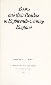 Front cover of Books and their readers in eighteenth-century England by Isabel Rivers