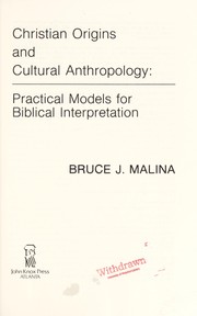 Front cover of Christian origins and cultural anthropology by Bruce J. Malina