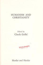 Cover of Humanism and Christianity by Claude Geffré