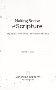 Front cover of Making sense of Scripture by David J. Lose