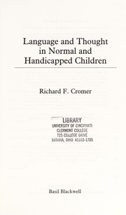 Front cover of Language and thought in normal and handicapped children by Richard F. Cromer