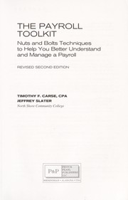 Cover of The payroll toolkit by Timothy F. Carse