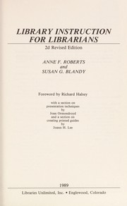 Front cover of Library instruction for librarians by Anne F. Roberts