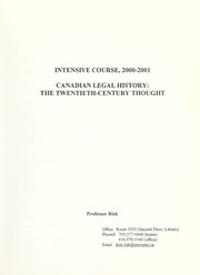 Cover of Canadian legal history by R. C. B. Risk