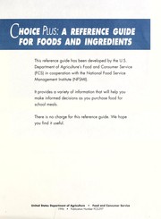 Front cover of Choice plus by United States. Food and Nutrition Service. Nutrition and Technical Services Division