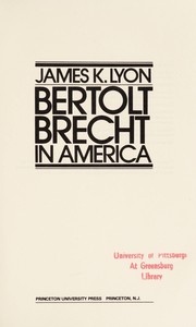 Cover of Bertolt Brecht in America by James K. Lyon