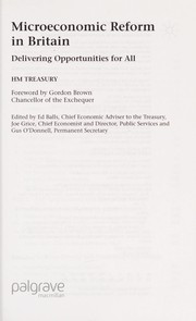 Front cover of Microeconomic reform in Britain by Edward Balls