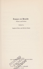 Cover of Essays on Brecht by Siegfried Mews