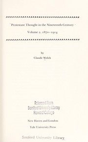 Front cover of Protestant Thought in the Nineteenth Century by Claude Welch