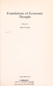 Cover of Foundations of economic thought by John Creedy