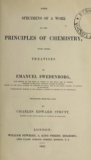 Front cover of Some specimens of a work on the principles of chemistry, with other treatises by Emanuel Swedenborg