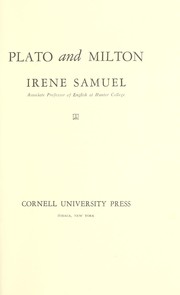 Cover of Plato and Milton by Irene Samuel
