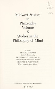Front cover of Studies in the philosophy of mind by Peter A. French