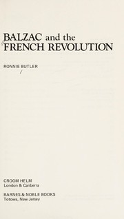 Front cover of Balzac and the French Revolution by Ronnie Butler